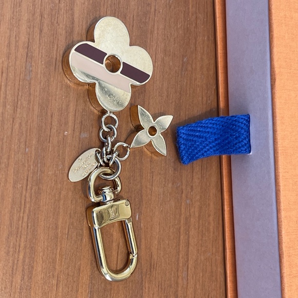 Louis Vuitton Monogram Stripes Flowers Key Ring Bag Charm With Box - Picture 2 of 13